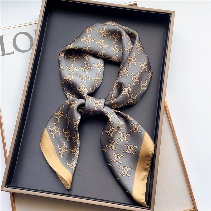 Khăn lụa vuông họa tiết thuyền xanh badana KLD-069 70x70cm THYTHY STORE