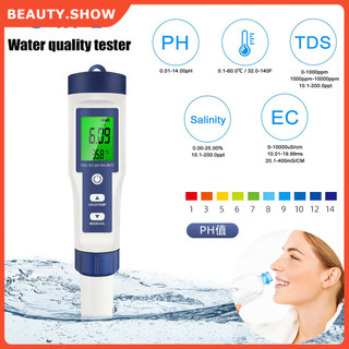 Bút kiểm tra chất lượng nước 5 trong 1, dùng để làm vườn và đo độ ph/tds/ec/độ mặn/nhiệt độ
