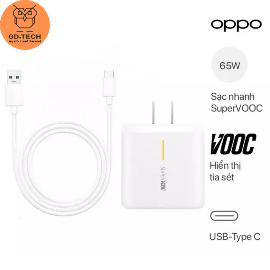 Bộ củ cáp sạc nhanh oppo super vooc PD 65W 33W oppo Find X2 Reno 5 8 10  Realme 7 Pro Reno4 Pro Reno6 A55 A95 A74
