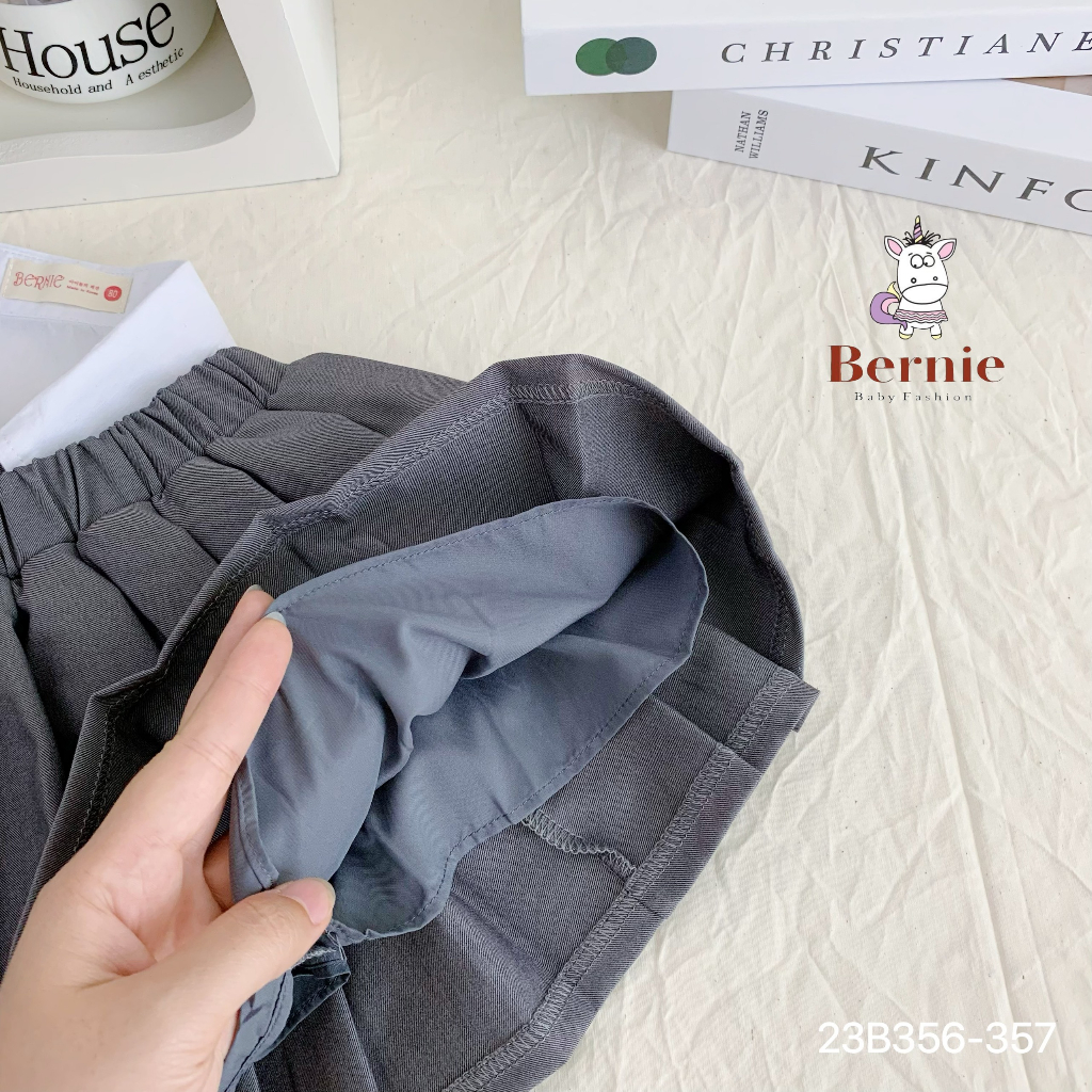 Set sơ mi học sinh kèm cavat, bộ sơ mi bé trai, set sơ mi chân váy bé gái đi học Bernie