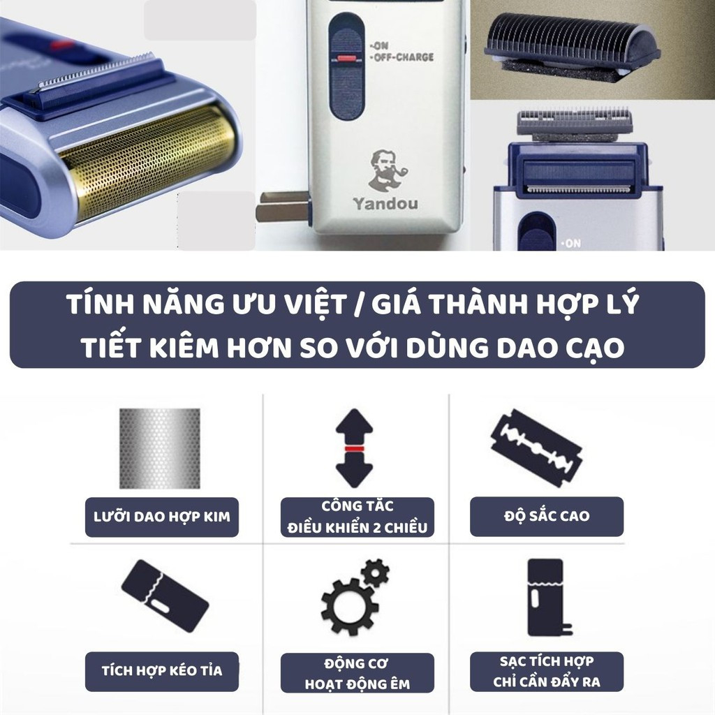 Máy cạo râu lưỡi ngang SC-W301U vỏ nhôm màu bạc
