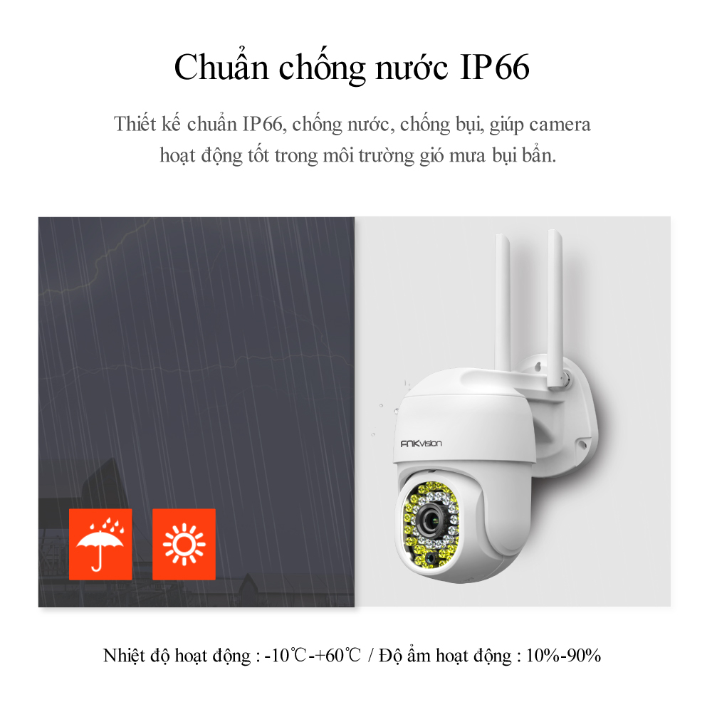 Camera WIFI Ngoài Trời Model D36 Xoay 360° Chống Nước Yoo See Full HD 5MP 36 Led Ban Đêm Trợ Sáng Đàm Thoại 2 Chiều