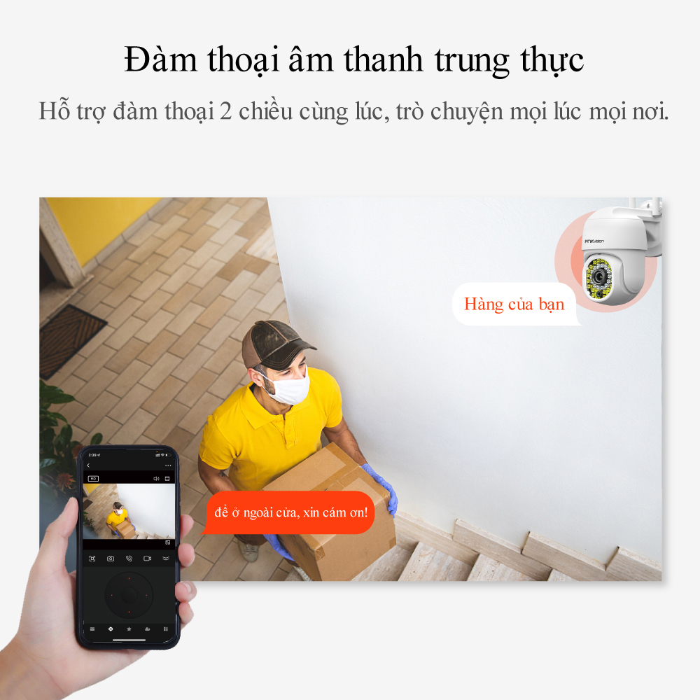 Camera WIFI Ngoài Trời Model D36 Xoay 360° Chống Nước Yoo See Full HD 5MP 36 Led Ban Đêm Trợ Sáng Đàm Thoại 2 Chiều