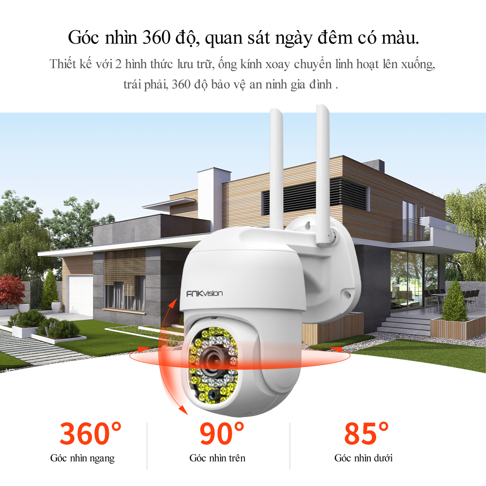 Camera WIFI Ngoài Trời Model D36 Xoay 360° Chống Nước Yoo See Full HD 5MP 36 Led Ban Đêm Trợ Sáng Đàm Thoại 2 Chiều