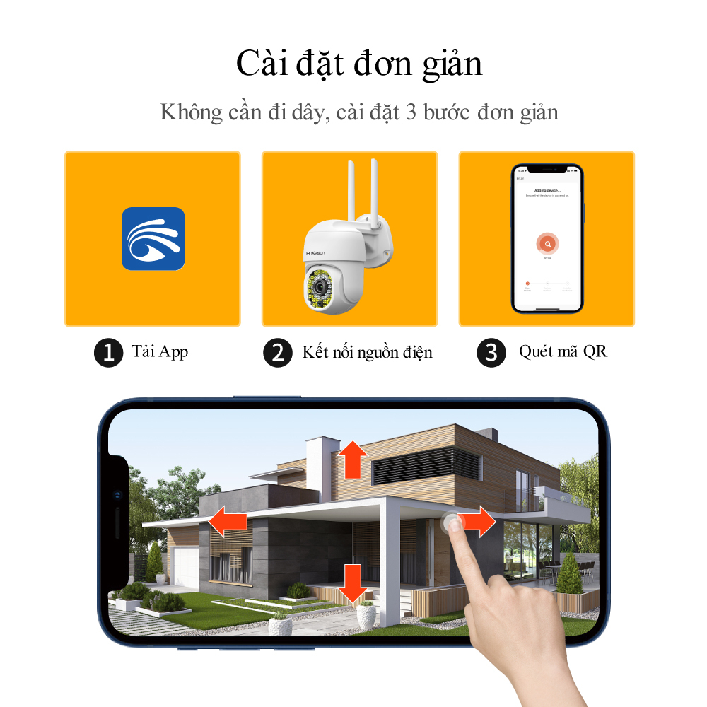 Camera WIFI Ngoài Trời Model D36 Xoay 360° Chống Nước Yoo See Full HD 5MP 36 Led Ban Đêm Trợ Sáng Đàm Thoại 2 Chiều