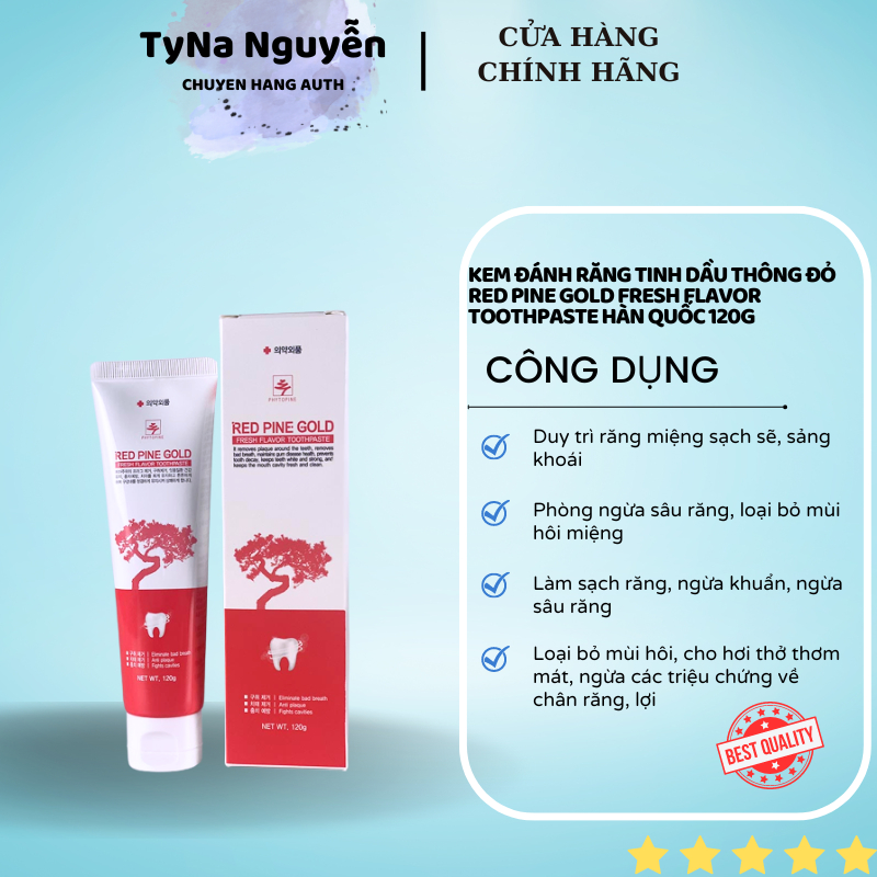 Kem Đánh Răng Tinh Dầu Thông Đỏ Red Pine Gold Fresh Flavor Toothpaste Hàn Quốc 120g