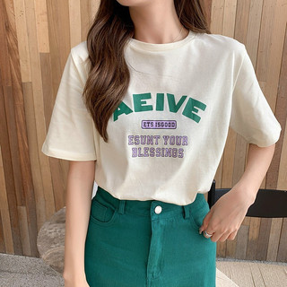 Áo thun cotton nữ form vừa người in chữ sắc nét áo phông bán chạy giá rẻ basic đơn giản dễ mặc áo cộc tay mẫu mới 2023