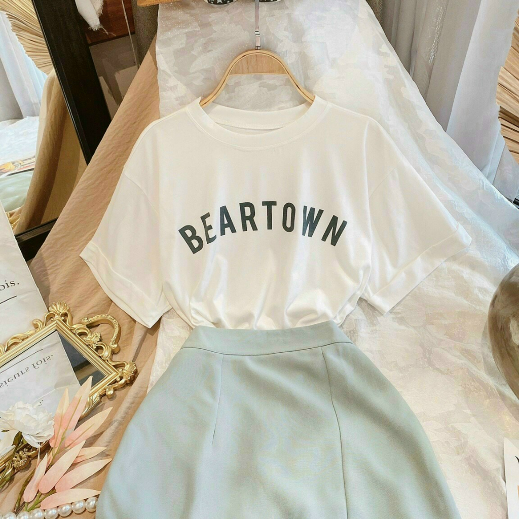 Áo thun cotton nữ form vừa tay ngắn in chữ đơn giản size M, L áo phông trắng bán chạy giá rẻ basic đơn giản siêu hot