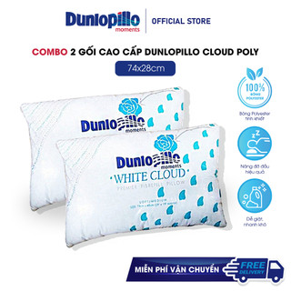 COMBO 2 Ruột Gối bông cao cấp Dunlopillo White Cloud Poly 74x48cm - nâng đỡ hiệu quả, sạch sẽ, an toàn tối đa