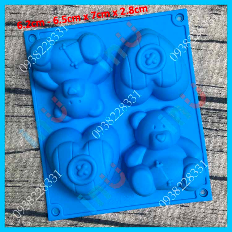 HCM - Khuôn silicon mẫu thú hoạt hình hổ gấu thỏ nướng bánh, đổ tượng thạch cao tô màu, làm rau câu pudding