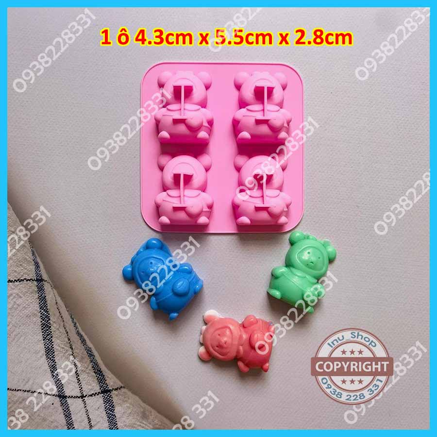 HCM - Khuôn silicon mẫu thú hoạt hình hổ gấu thỏ nướng bánh, đổ tượng thạch cao tô màu, làm rau câu pudding