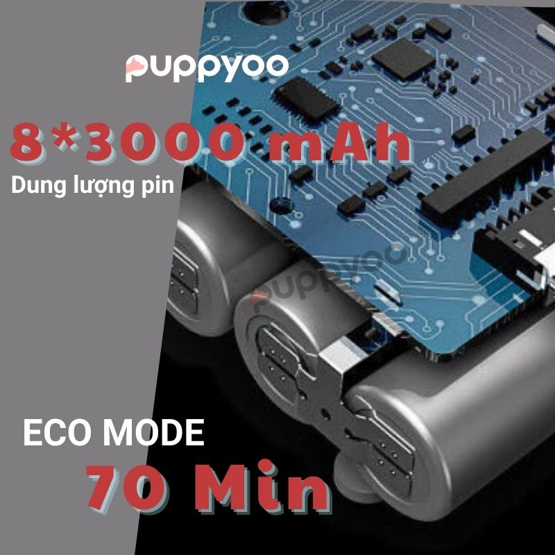 Máy hút bụi lau nhà Puppyoo T12 Plus Rinse lực hút 185AW, Máy hút bụi gia đình không dây cầm tay hút lông chó mèo
