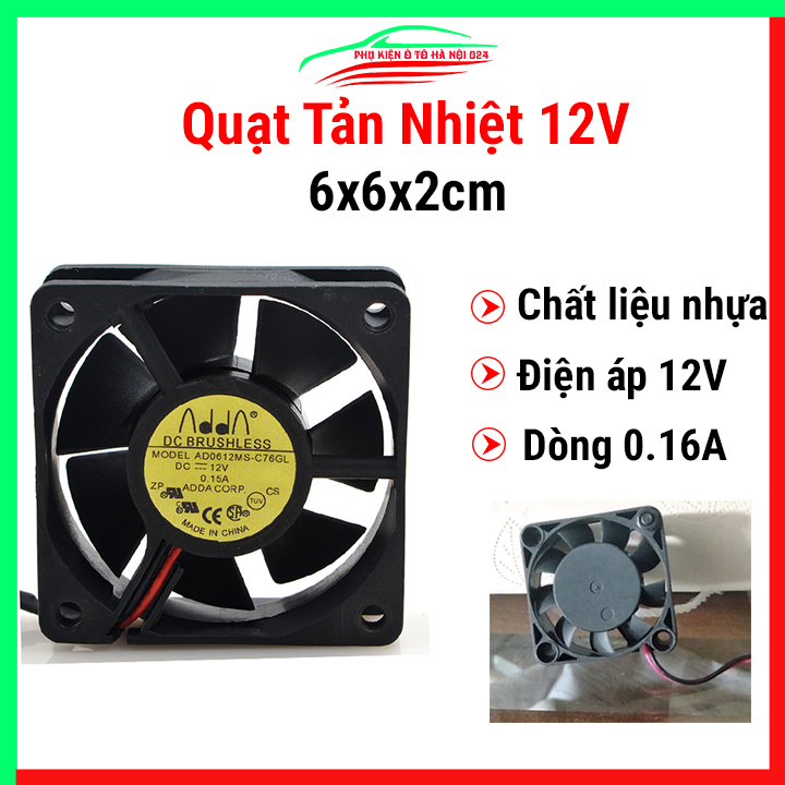 Quạt tản nhiệt Brushless 12V tốc độ cao 6x6x2cm 0.16A