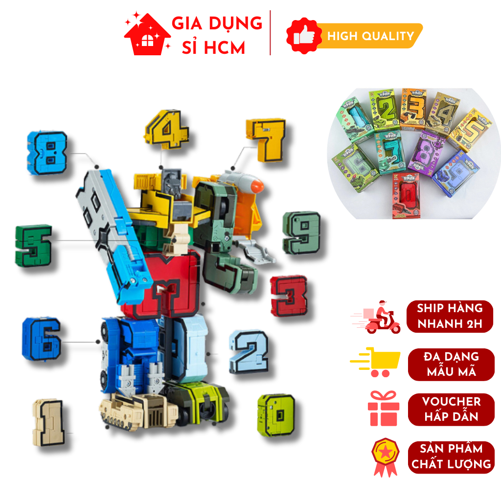 Robot Biến Hình Đồ Chơi Lắp Ráp Robot Biến Hình Từ Các Con Số 0 - 9 Cho Bé Phát Triển Sáng Tạo Tư Duy