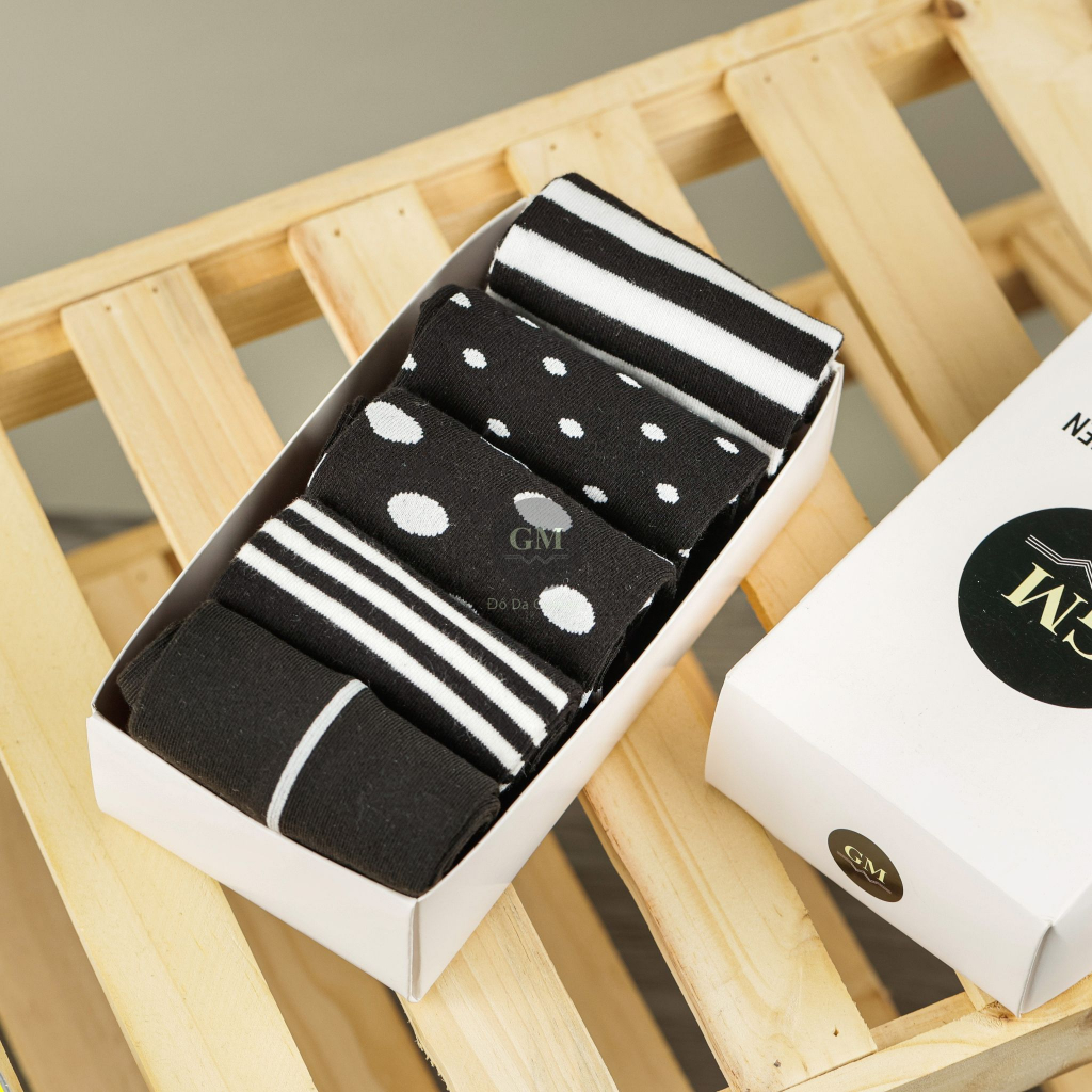 Set Tất Vớ Nam GUMEN Đen Hoạ Tiết Cao Cấp Thời Trang Trẻ Trung Phong Cách
