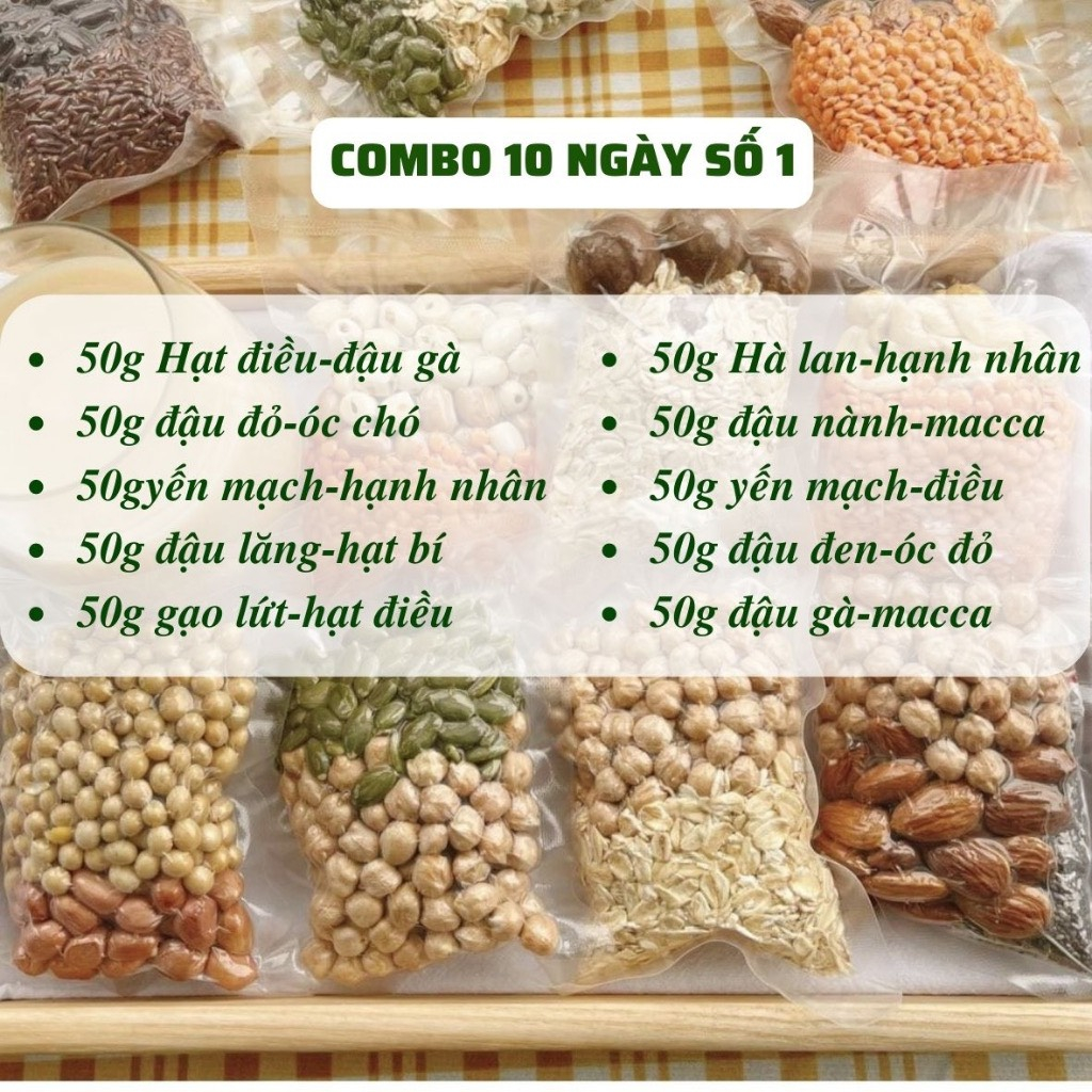 Set Hạt dinh dưỡng làm sữa 50g dùng cho máy làm sữa mini 600ml - Mix sẵn 10 ngày