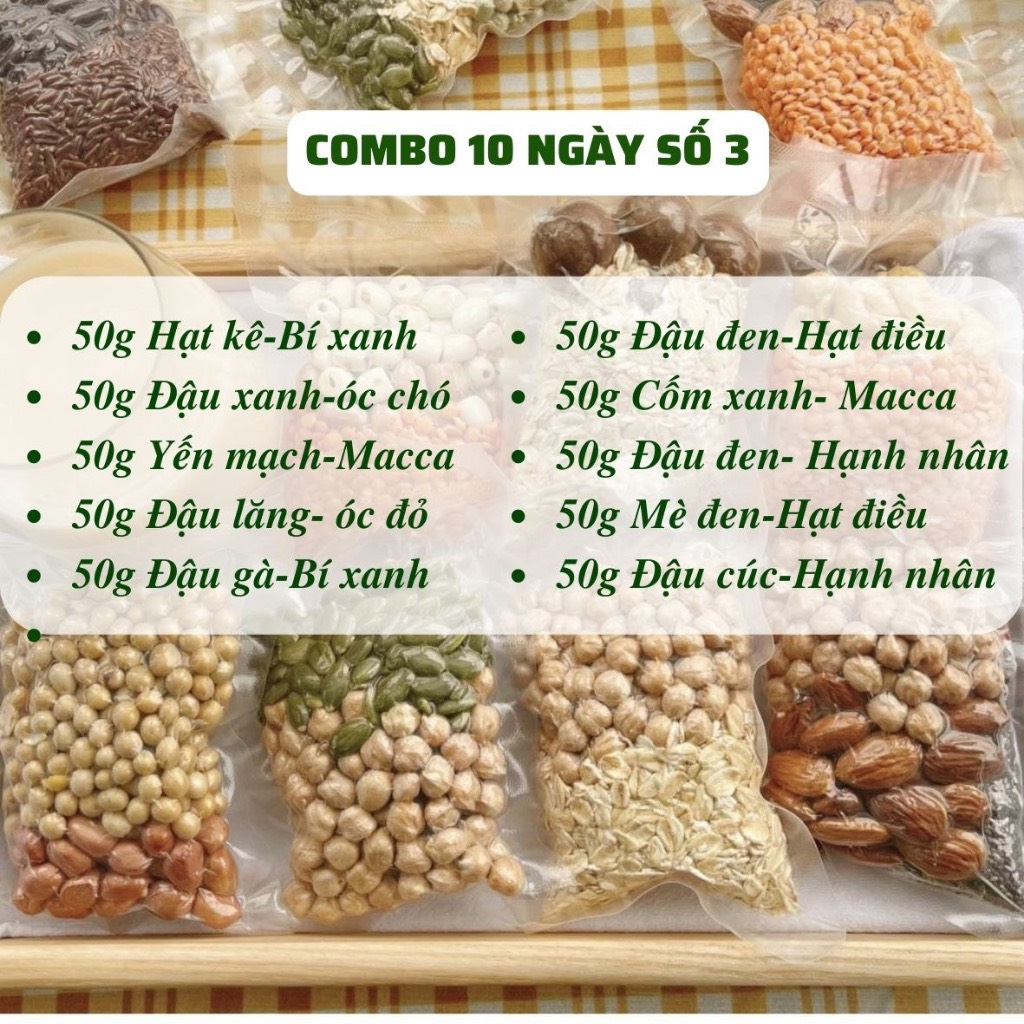 Set Hạt dinh dưỡng làm sữa 50g dùng cho máy làm sữa mini 600ml - Mix sẵn 10 ngày