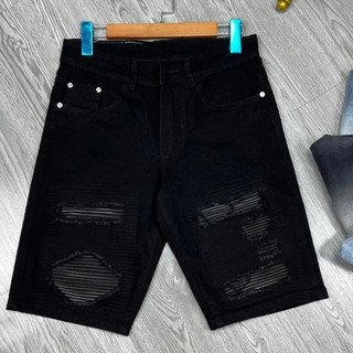 quần bò jean nam đen rách vá da đẹp mẫu mới hot chất jean co giãn chuẩn form giá tốt