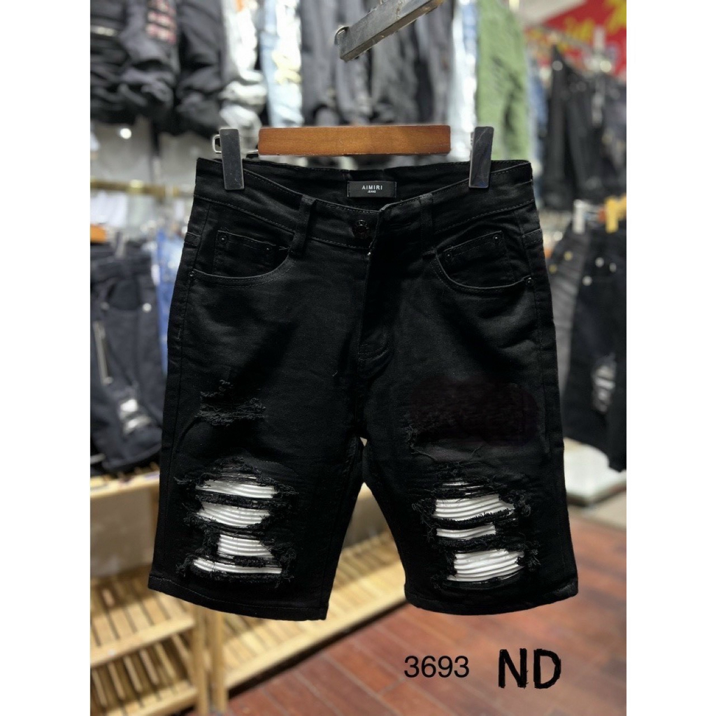 Quần bò jean nam đen rách vá da đẹp mẫu mới hot chất jean co giãn chuẩn form giá tốt