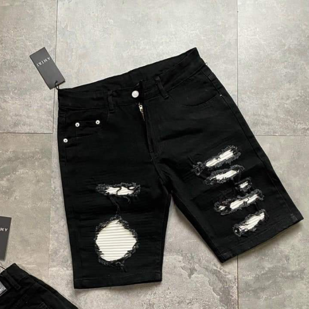 Quần bò jean nam đen rách vá da đẹp mẫu mới hot chất jean co giãn chuẩn form giá tốt