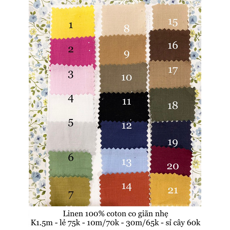 Vải Linen chun co giãn nhẹ - dày vừa - khổ rộng