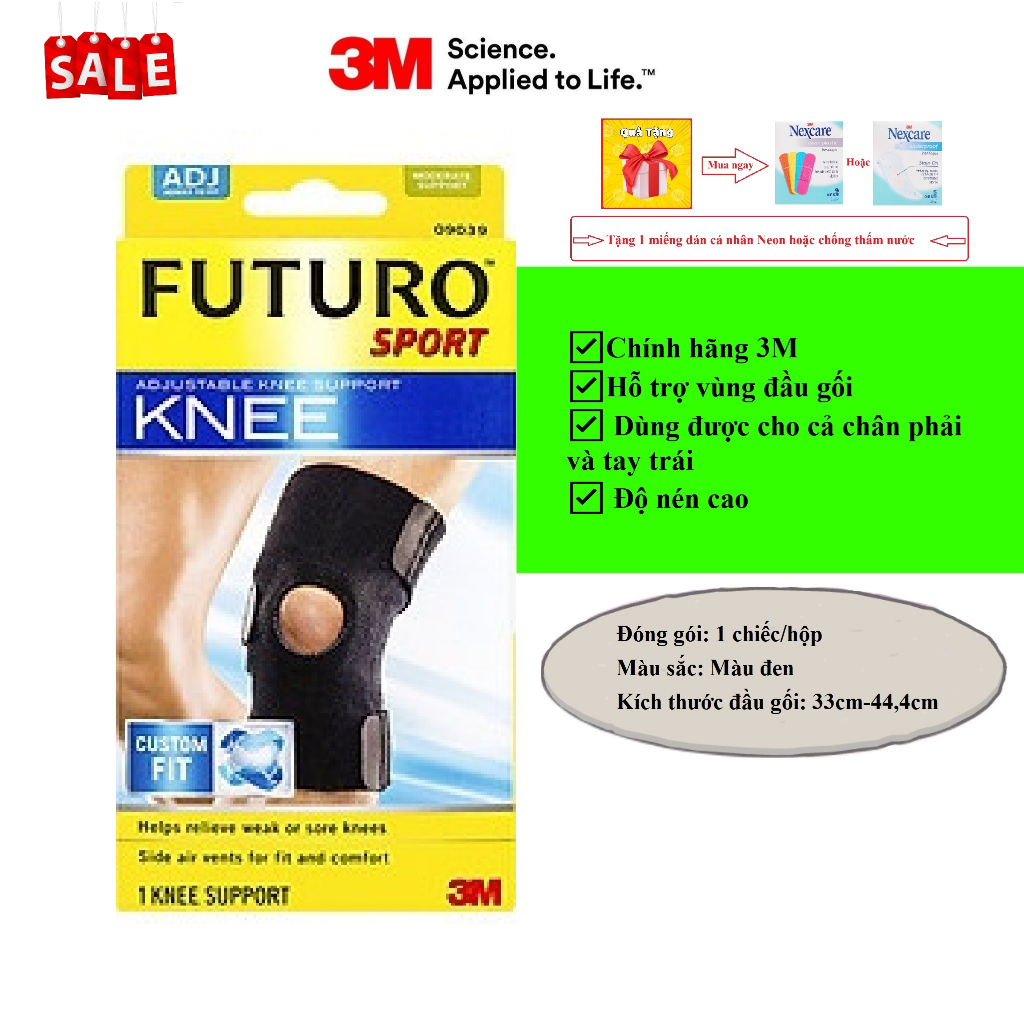 Bó gối thể thao cao cấp 3M Futuro 09039EN, độ nén cao _Chính hãng Mask3M