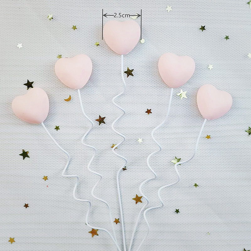 - Set 5 tim nhựa -Trang trí bánh sinh nhật bánh kem