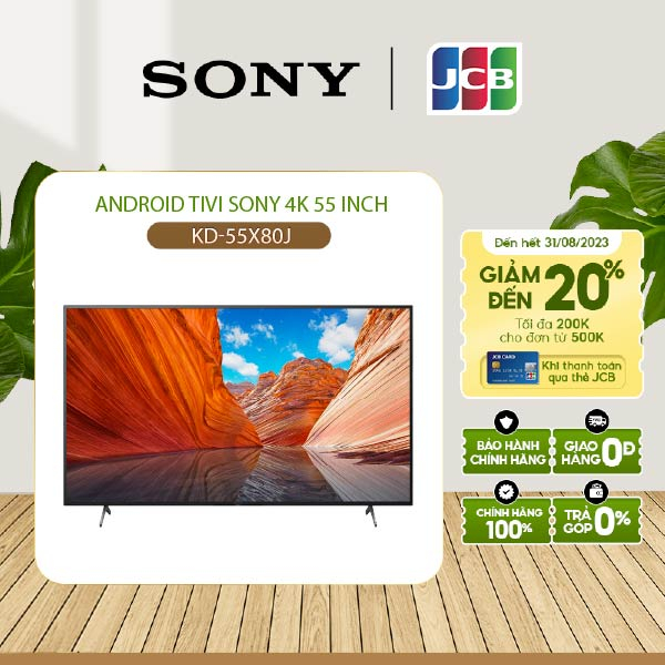 Android Tivi Sony 4K 55 inch KD-55X80J - Miễn phí lắp đặt