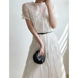 Wavy dress in ivory color