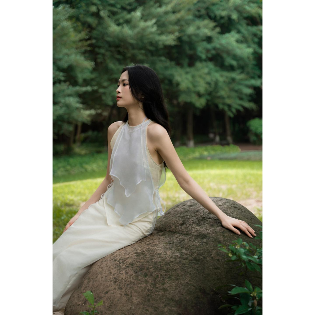 LAYERED ORGANZA SKIRT IN IVORY