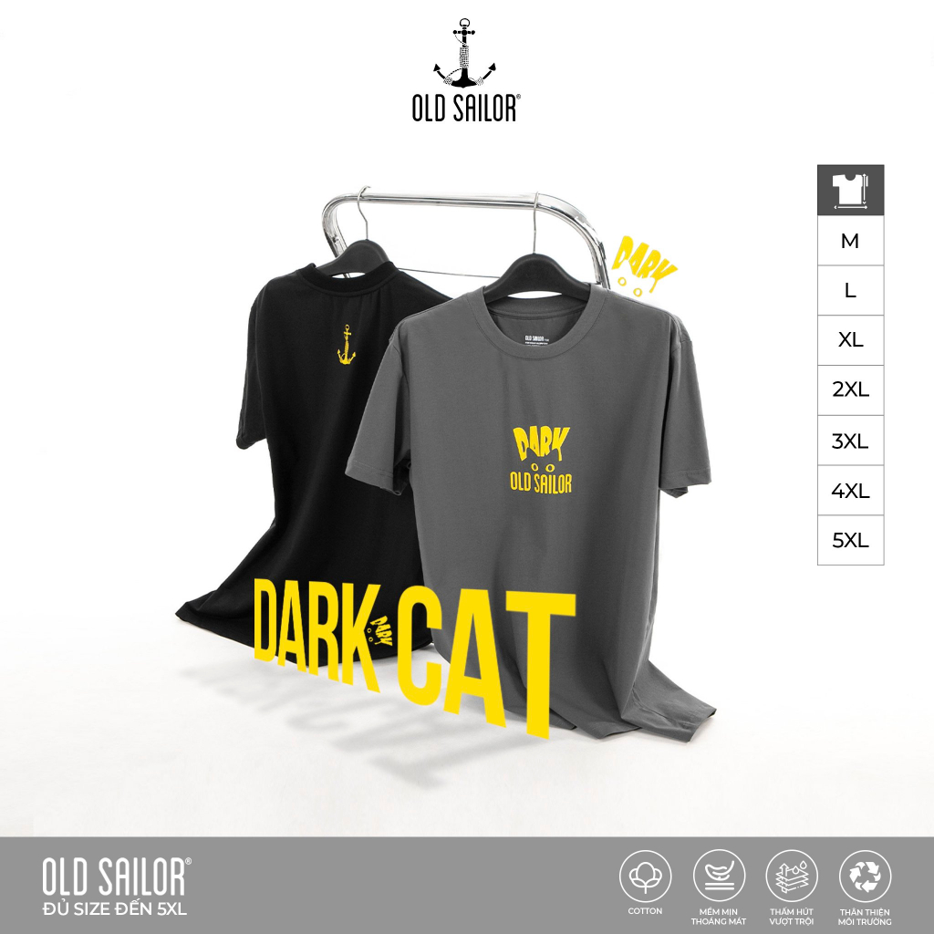 Áo Thun Unisex OLD SAILOR Chất Vải Cotton Thiết Kế Họa Tiết DARK CAT Độc Đáo Bigsize