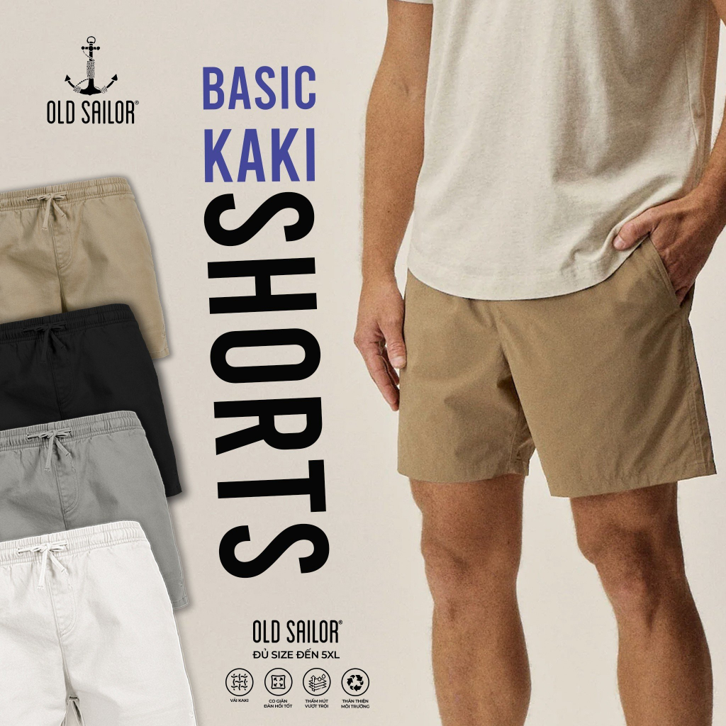 Quần lửng kaki nam Old Sailor - O.S.L BASIC KAKI SHORTS - 31001 - Big size upto 5XL