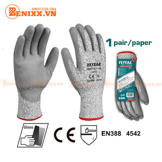 Găng tay Chống Cắt cấp độ 5 Total TSP1701 Bao Tay Bảo Hộ Nitri TSP12101 size XL L Bảo hộ Lao Động Công Trình - Benixx