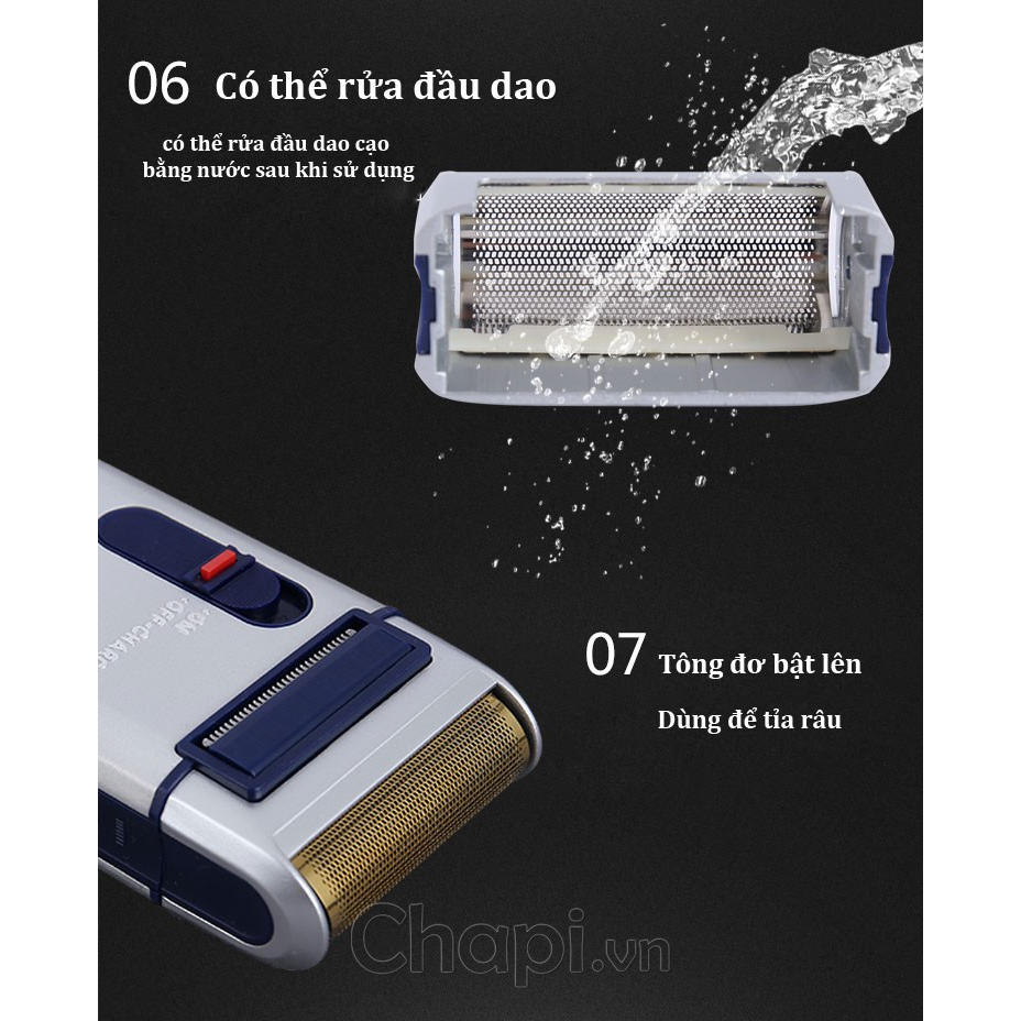 Máy cạo râu lưỡi ngang SC-W301U vỏ nhôm màu bạc