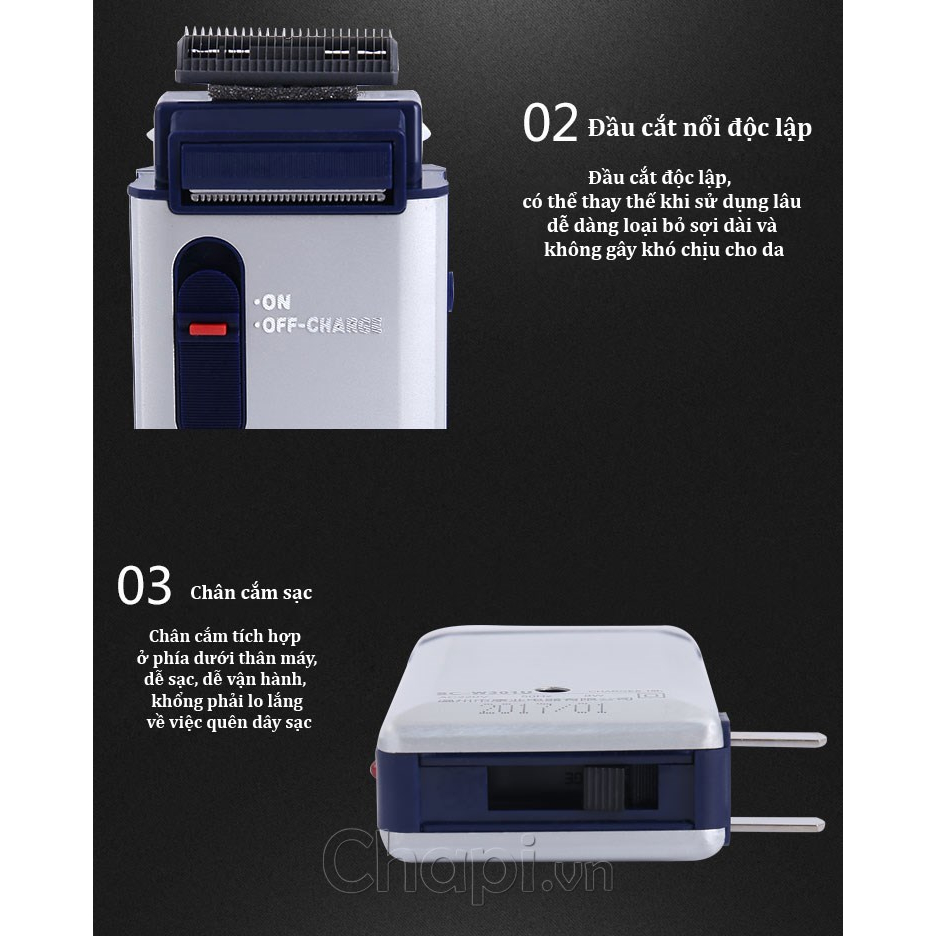 Máy cạo râu lưỡi ngang SC-W301U vỏ nhôm màu bạc