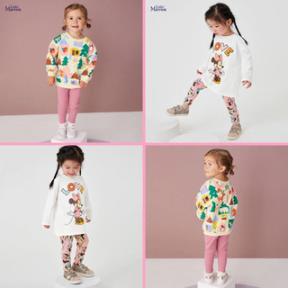 Bộ thu đông be nhà cây quần hồng/ trắng minnie cho bé gái 2 - 7 tuổi - LM22067/LM22089 - Little Maven Chính Hãng