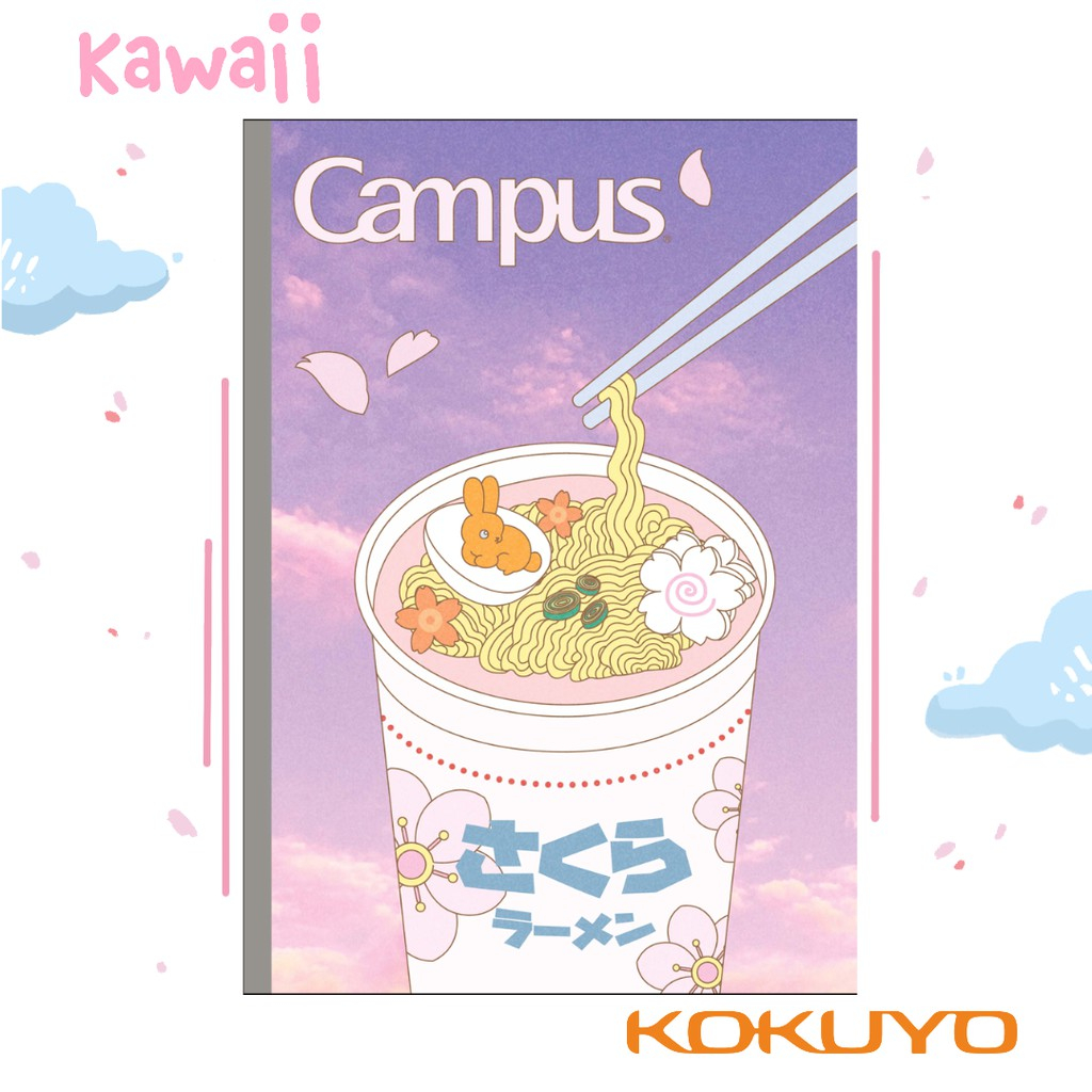 Vở 200 trang kẻ ngang có chấm Campus Kawaii, sổ dán gáy BKWI200 khổ B5 bìa họa tiết Manga Nhật Bản