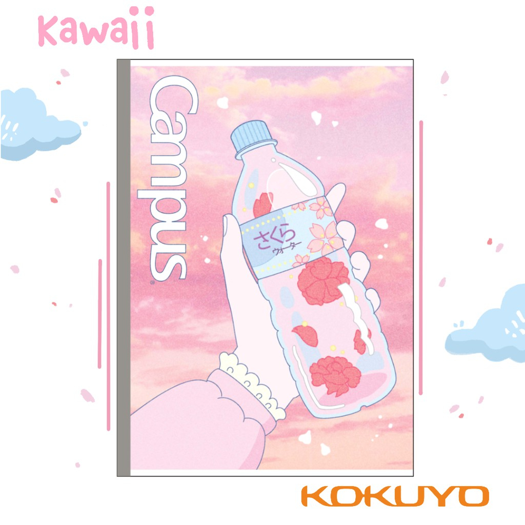 Vở 200 trang kẻ ngang có chấm Campus Kawaii, sổ dán gáy BKWI200 khổ B5 bìa họa tiết Manga Nhật Bản