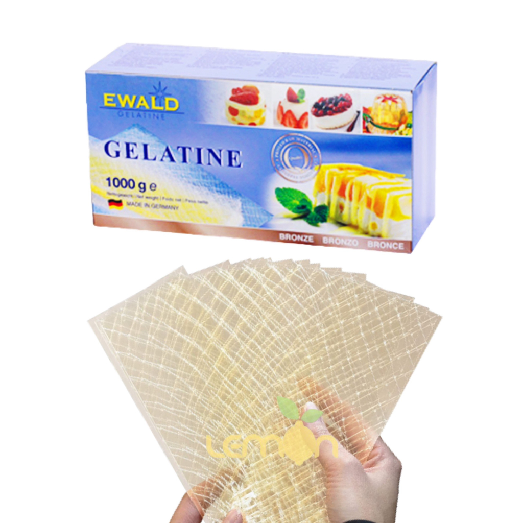 Hộp 1kg gelatine dạng lá hiệu Ewald Đức  làm panna cotta, bánh kẹo, tiramisu, pudding