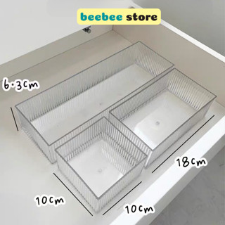 Hộp Chia Ngăn Kéo Tủ Để Bàn Trong Suốt, Khay Nhựa Đựng Đồ Phong Cách Nhật Bản Nhiều Size Siêu Dày Dặn P030