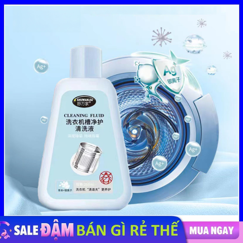Dung dịch tẩy rửa lồng máy giặt Cleaning Fluid, chai nước tẩy lồng giặt 260g, giúp đánh bay cặn bẩn hiệu quả, dễ dàng