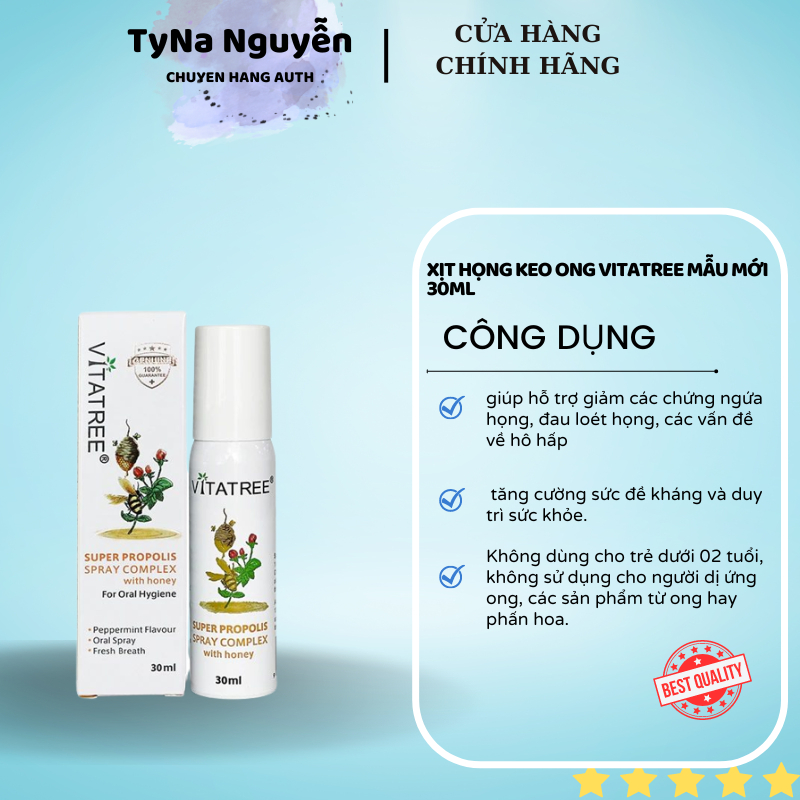 Xịt Họng Keo Ong Vitatree mẫu mới 30ml