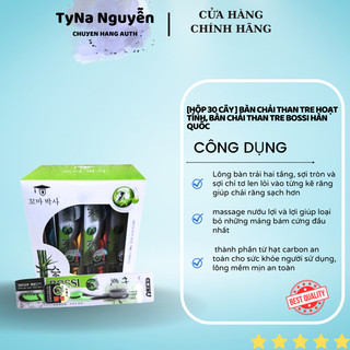 Bàn chải than tre hoạt tính, bàn chải than tre bossi hàn quốc - hộp 30 cây