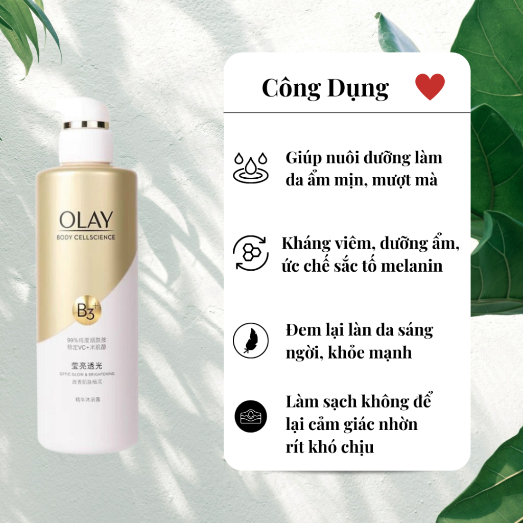 Sữa Tắm OLAY B3 + Vitamin C Giúp Trắng Da Mờ Thâm 500ml