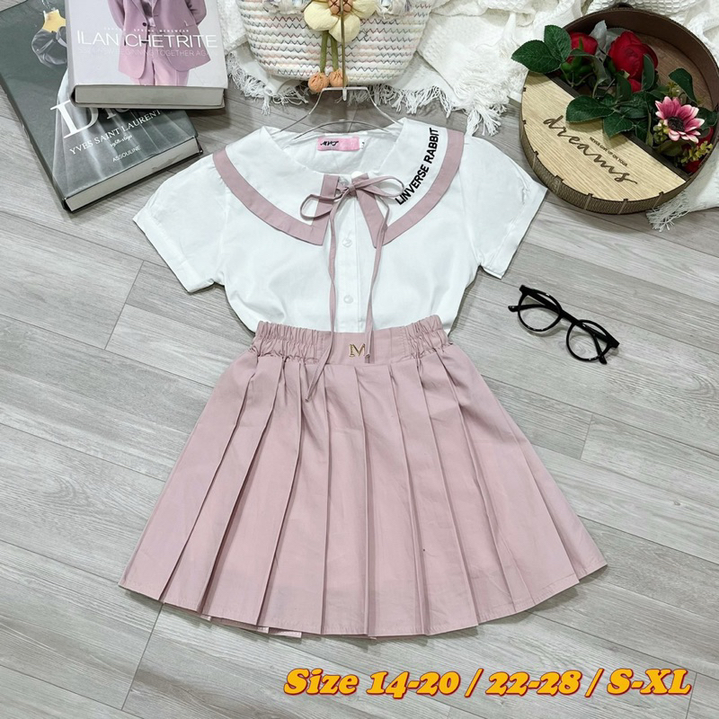 Áo sơ mi học sinh bé gái size từ 14 tới 50kg. Em có bán cả sét