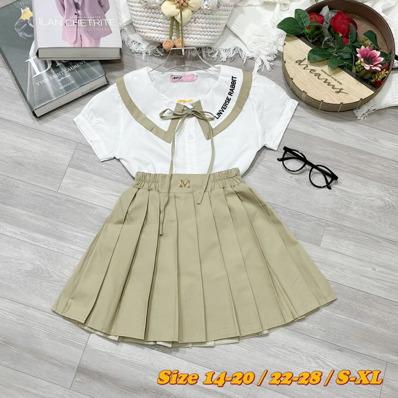 Áo sơ mi học sinh bé gái size từ 14 tới 50kg. Em có bán cả sét