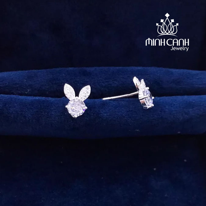 Bông Tai Thỏ Đá Bạc Ta -  Minh Canh Jewelry
