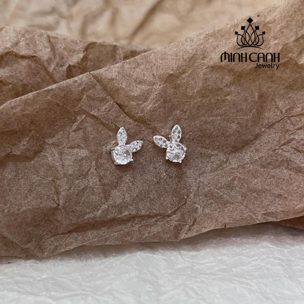Bông Tai Thỏ Đá Bạc Ta -  Minh Canh Jewelry