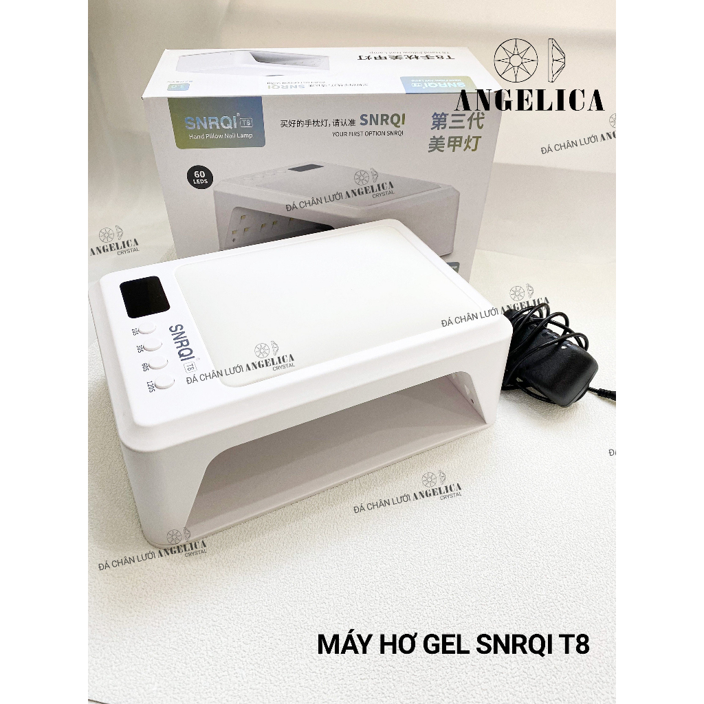 Máy hơ gel SNRQI T8 và T9 chính hãng LED/UV máy hơ móng làm nail khoang rộng, có đệm kê tay ANGELICA 72W 60 bóng