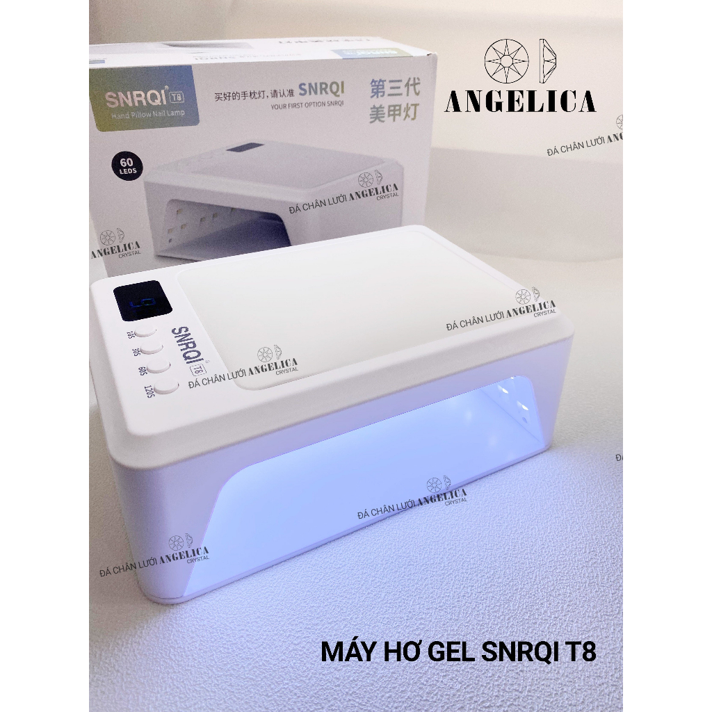 Máy hơ gel SNRQI T8 và T9 chính hãng LED/UV máy hơ móng làm nail khoang rộng, có đệm kê tay ANGELICA 72W 60 bóng